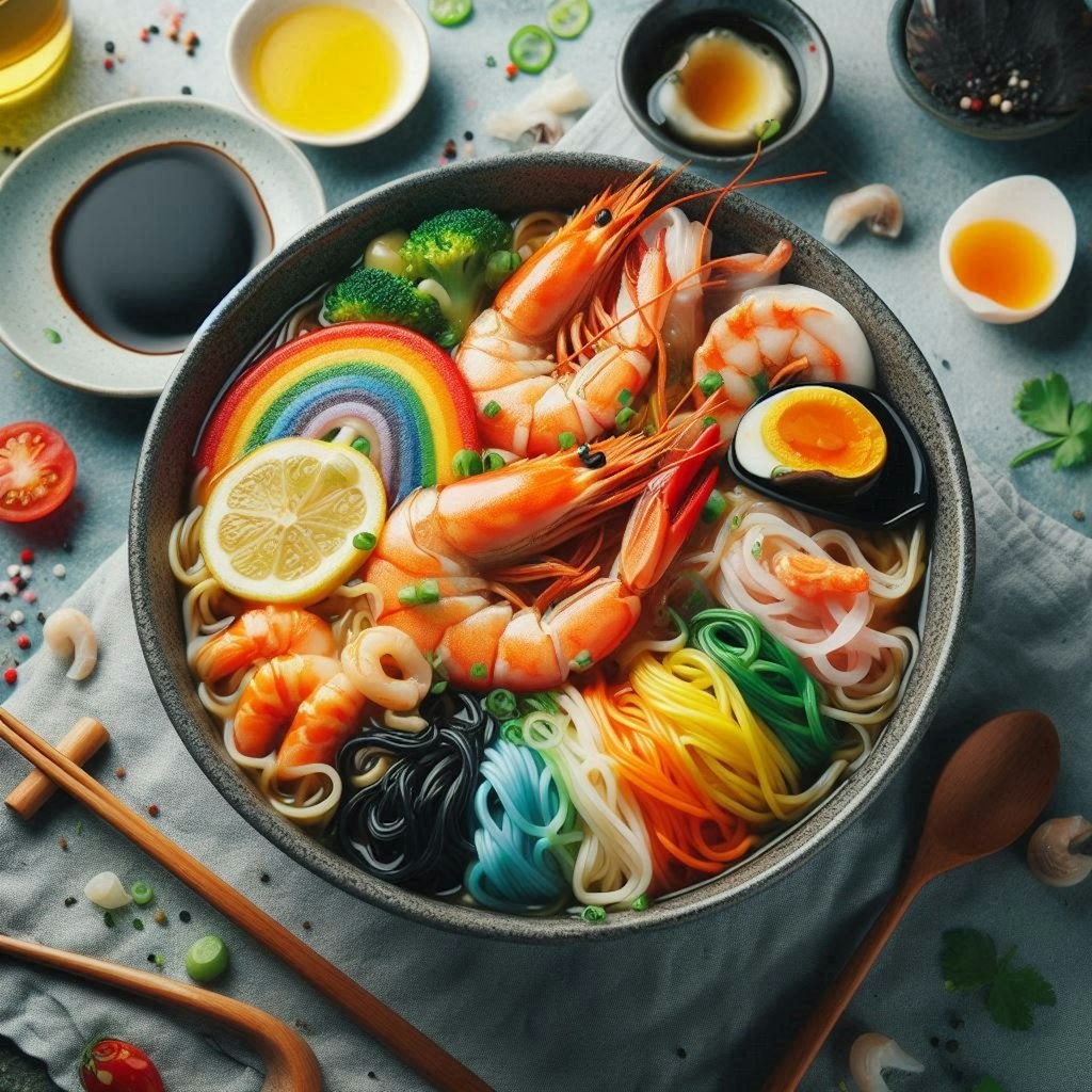 虹のseafood noodle