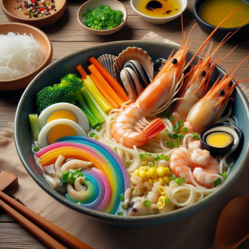 虹のseafood noodle