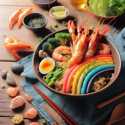虹のseafood noodle