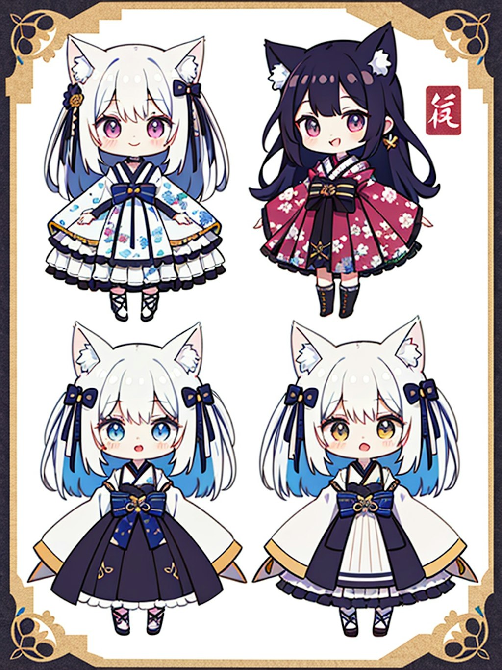 【プロンプト付き】ネコ耳chibiちゃんず×9枚