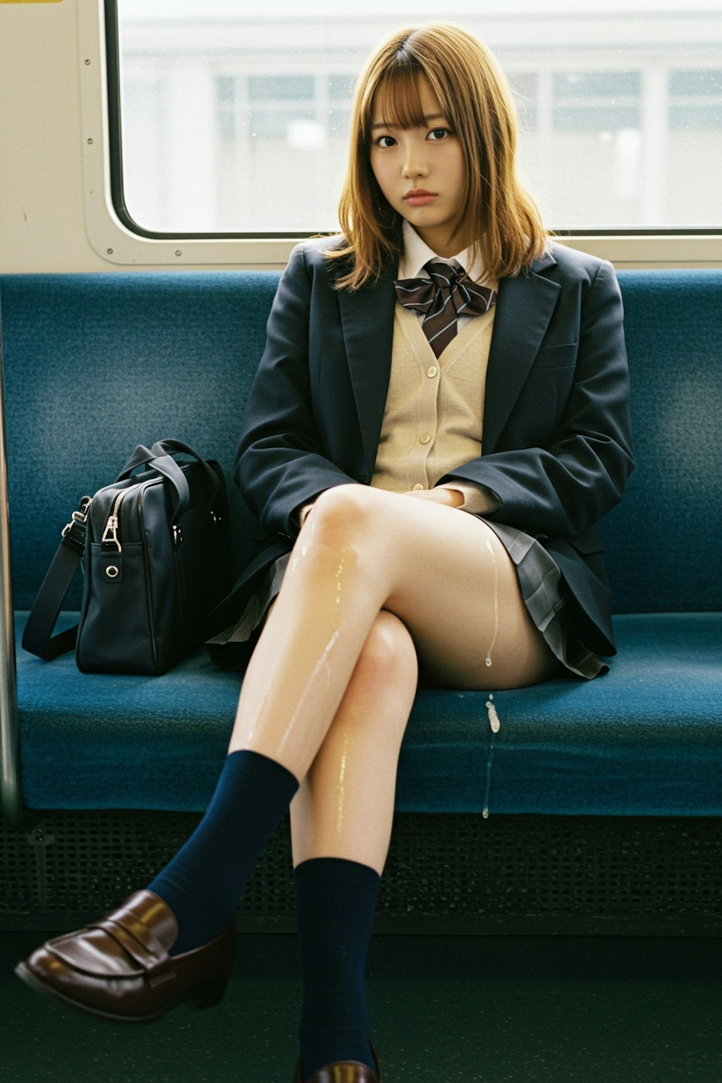 【破廉恥制服】J系のやらしいフトモモにブッカケ♥