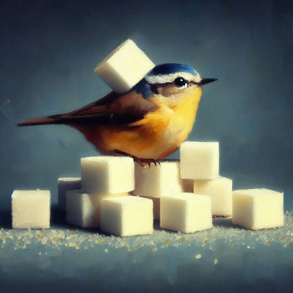 Bird in sugar cubes