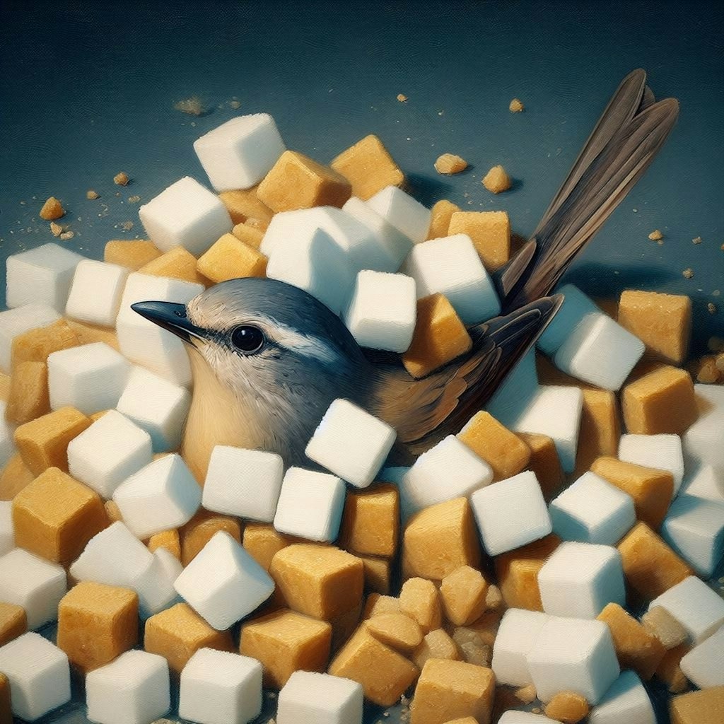 Bird in sugar cubes