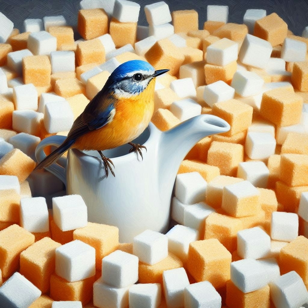 Bird in sugar cubes