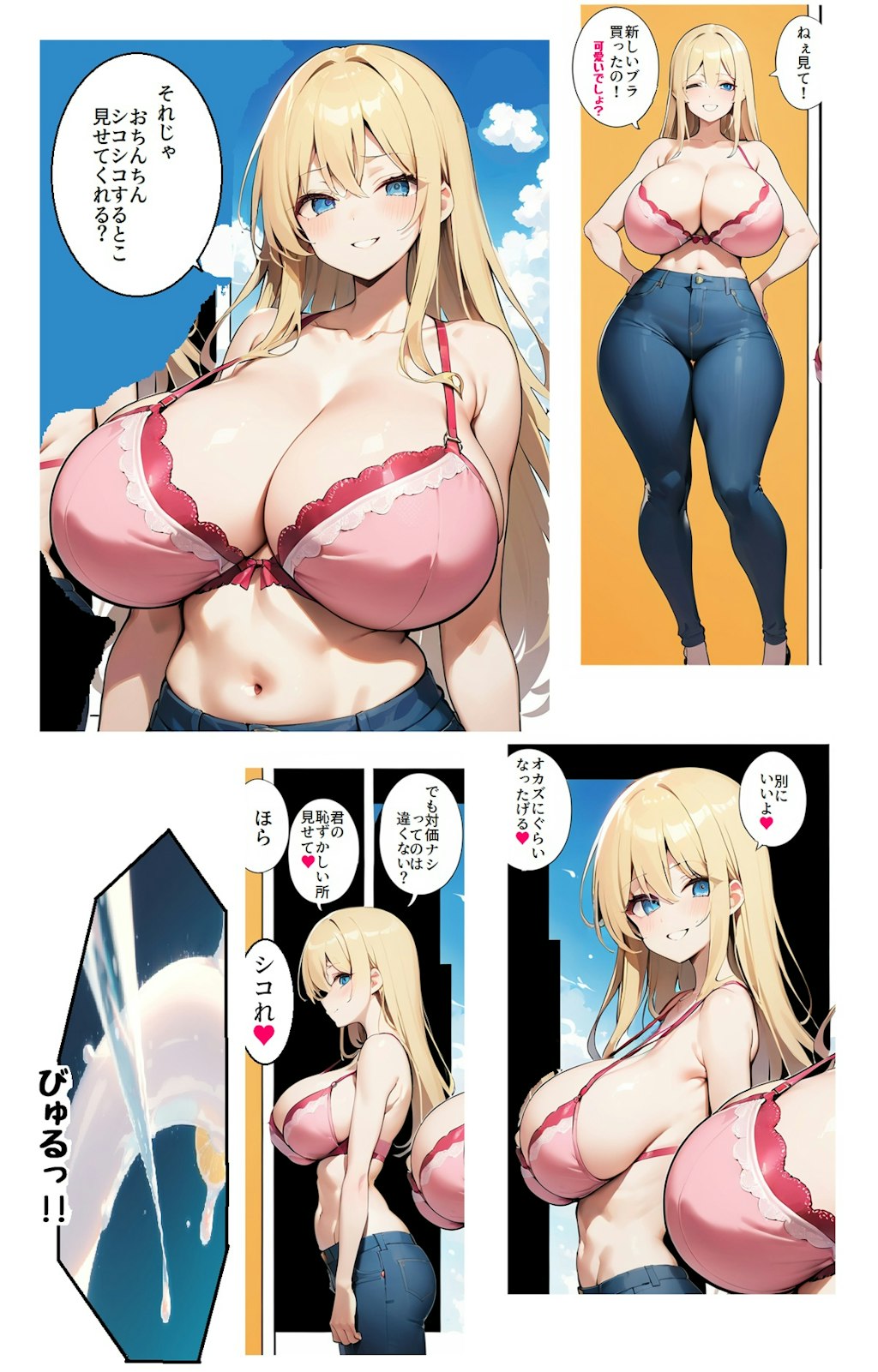 ブラを見せる代わりにちんシコ鑑賞させてほしい金髪巨乳お姉さん