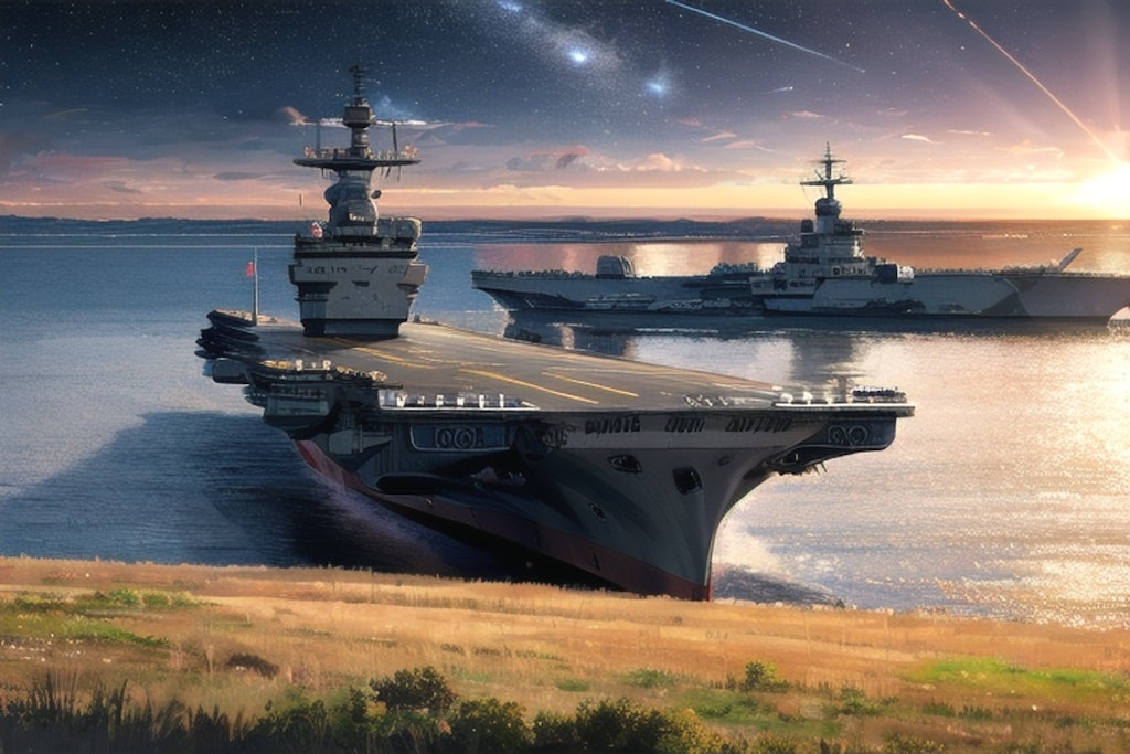 空母と星空