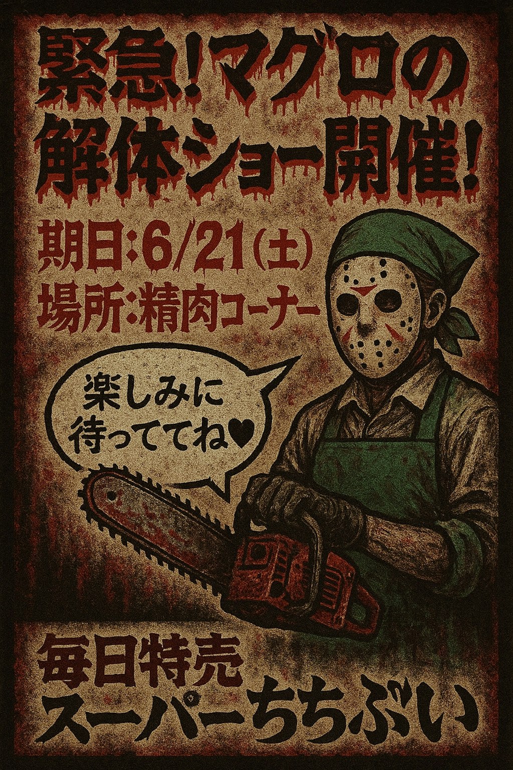 マグロ解体ショーのチラシ