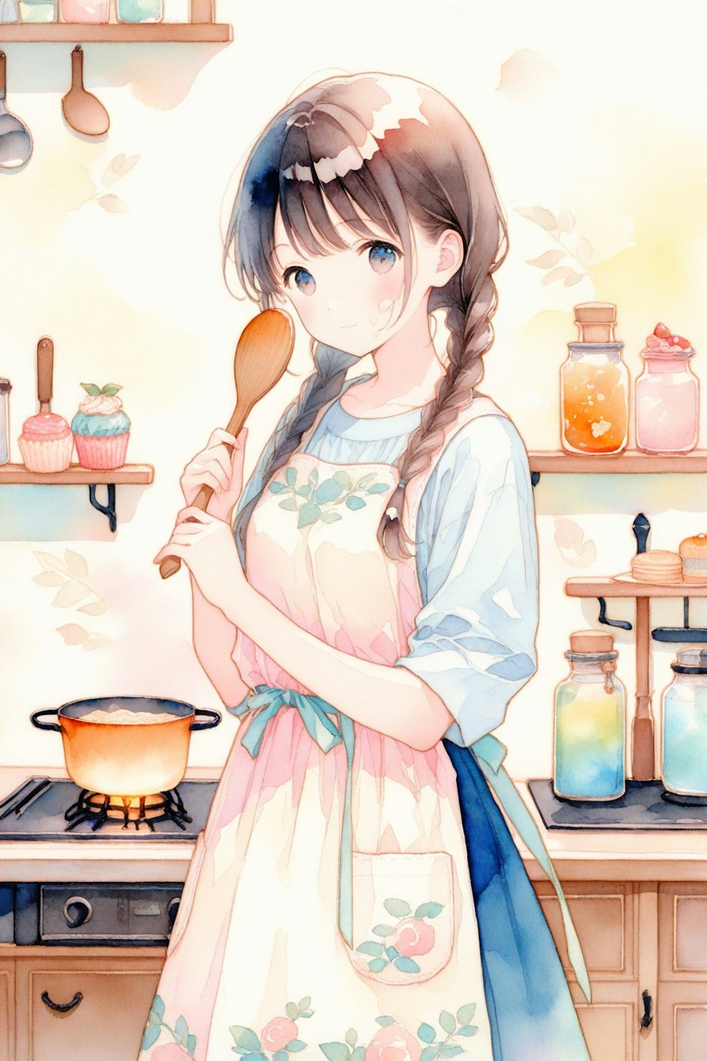 お菓子作りの少女