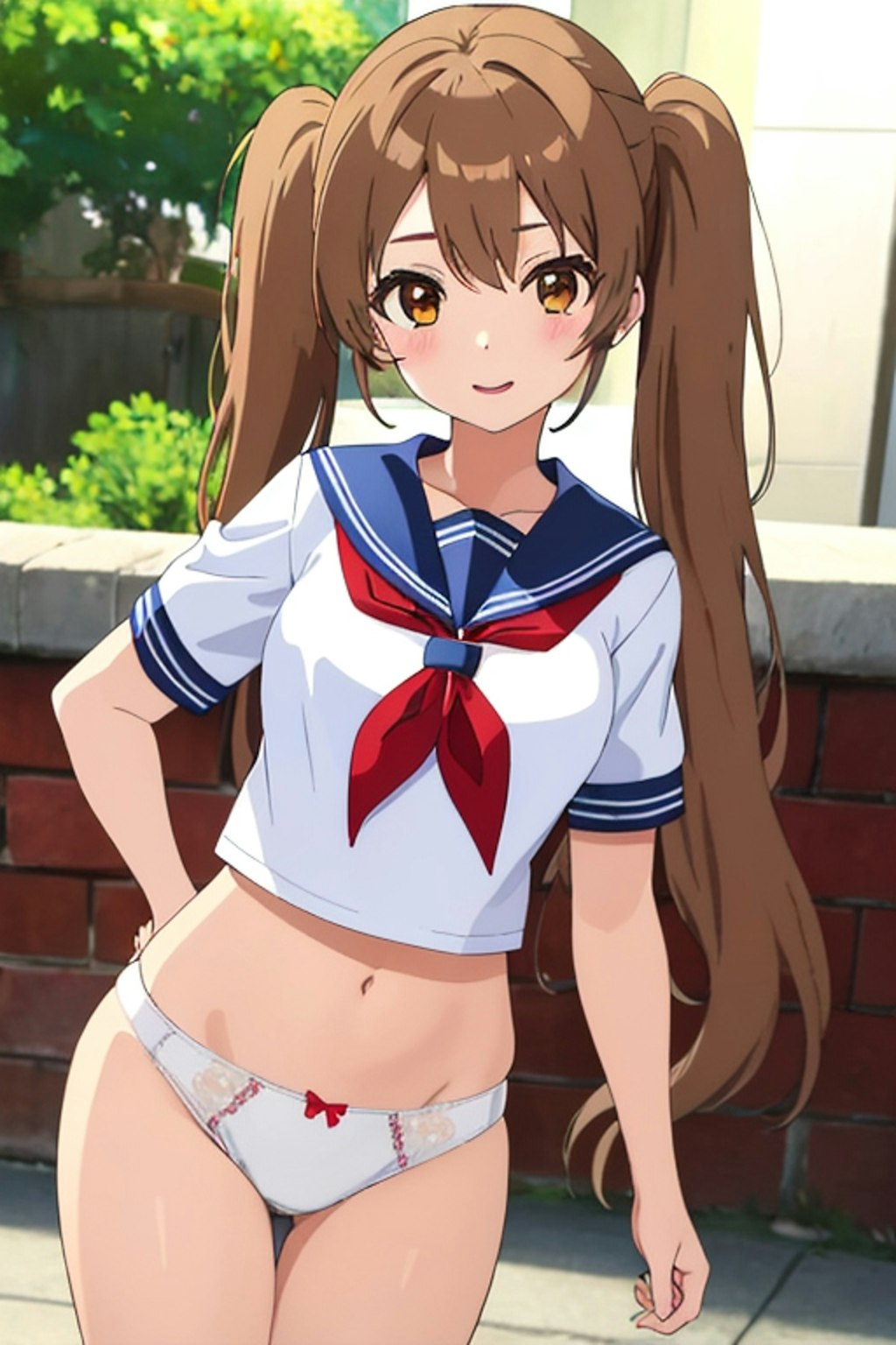 Serafuku twintails girl