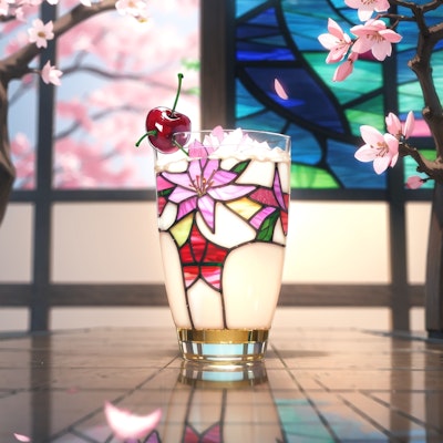 桜甘酒/ステンドグラス風のグラス
