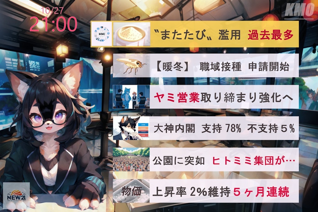 【ねこねこエックス】ニュース番組風4枚まとめ【黒沢みやこ】