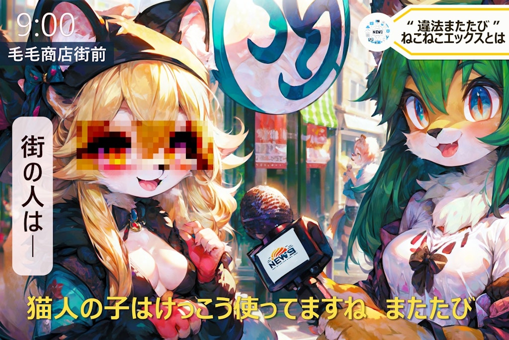 【ねこねこエックス】ニュース番組風4枚まとめ【黒沢みやこ】