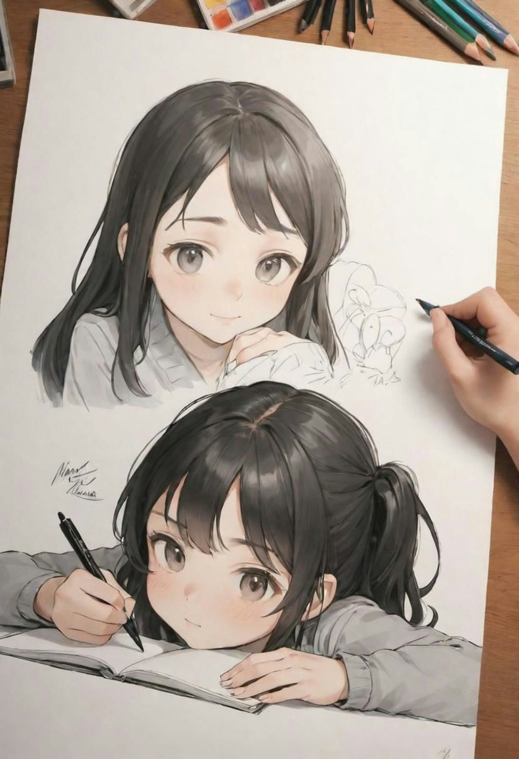 お絵描きに夢中な女の子