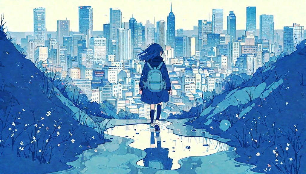 街と水たまり、少女239