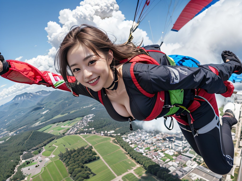 大空で自撮り