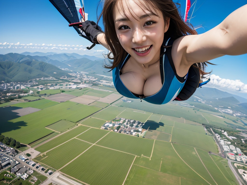 大空で自撮り