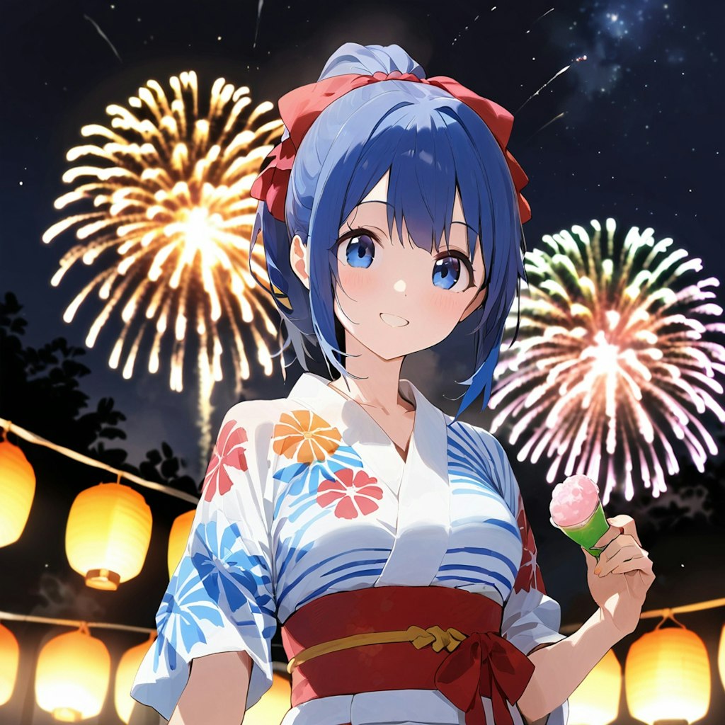 青髪少女と夏祭り