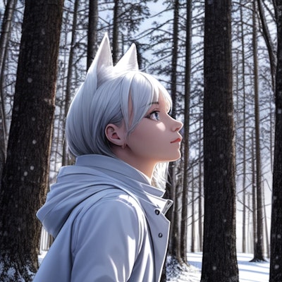 冬の森の白狐