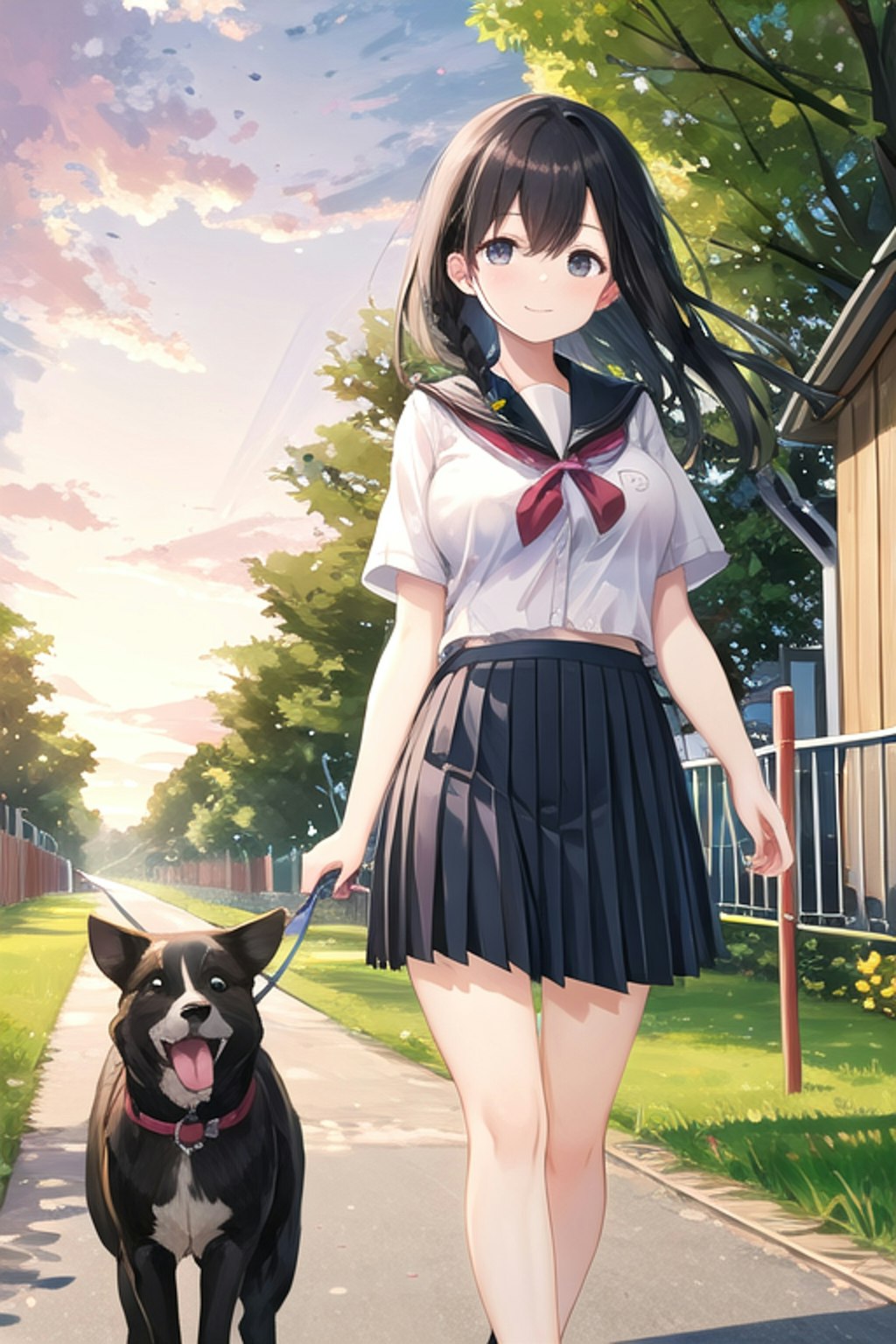 犬の散歩をする女の子４