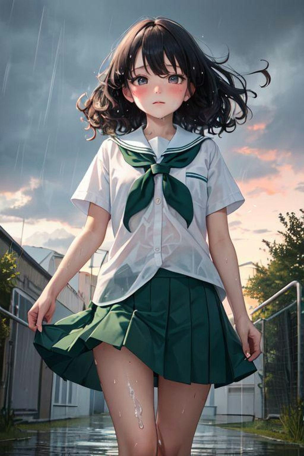 雨に濡れた少女2