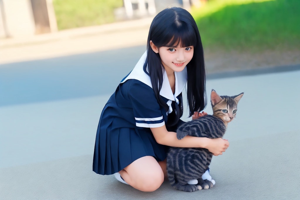 p157 子猫と遊ぶ