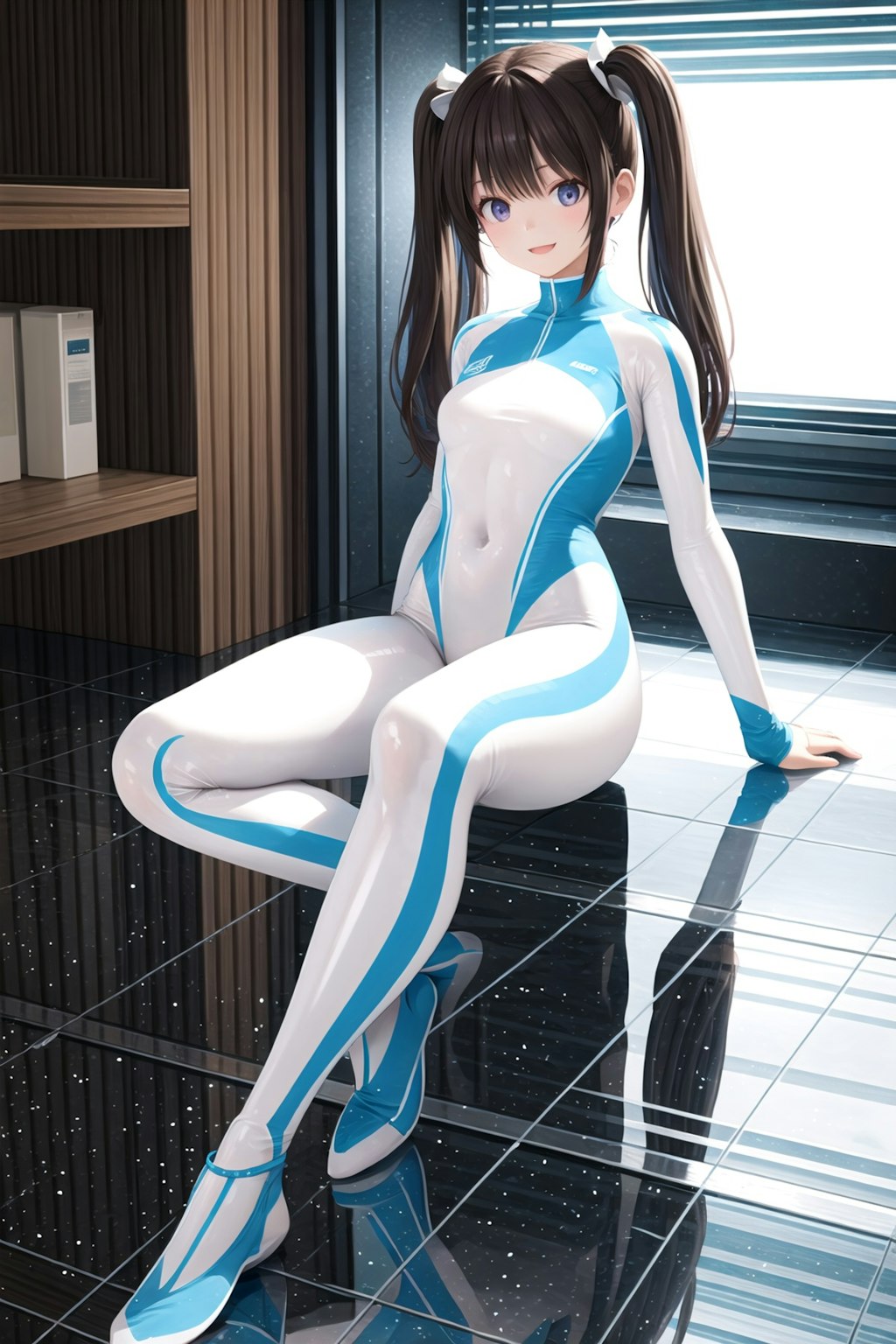 Skintight blue suit