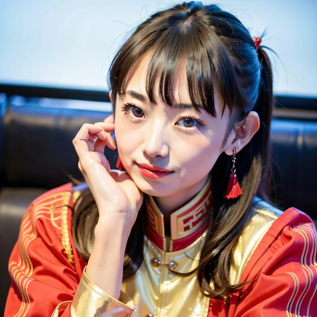 黒髪ロングで中華服の美女９