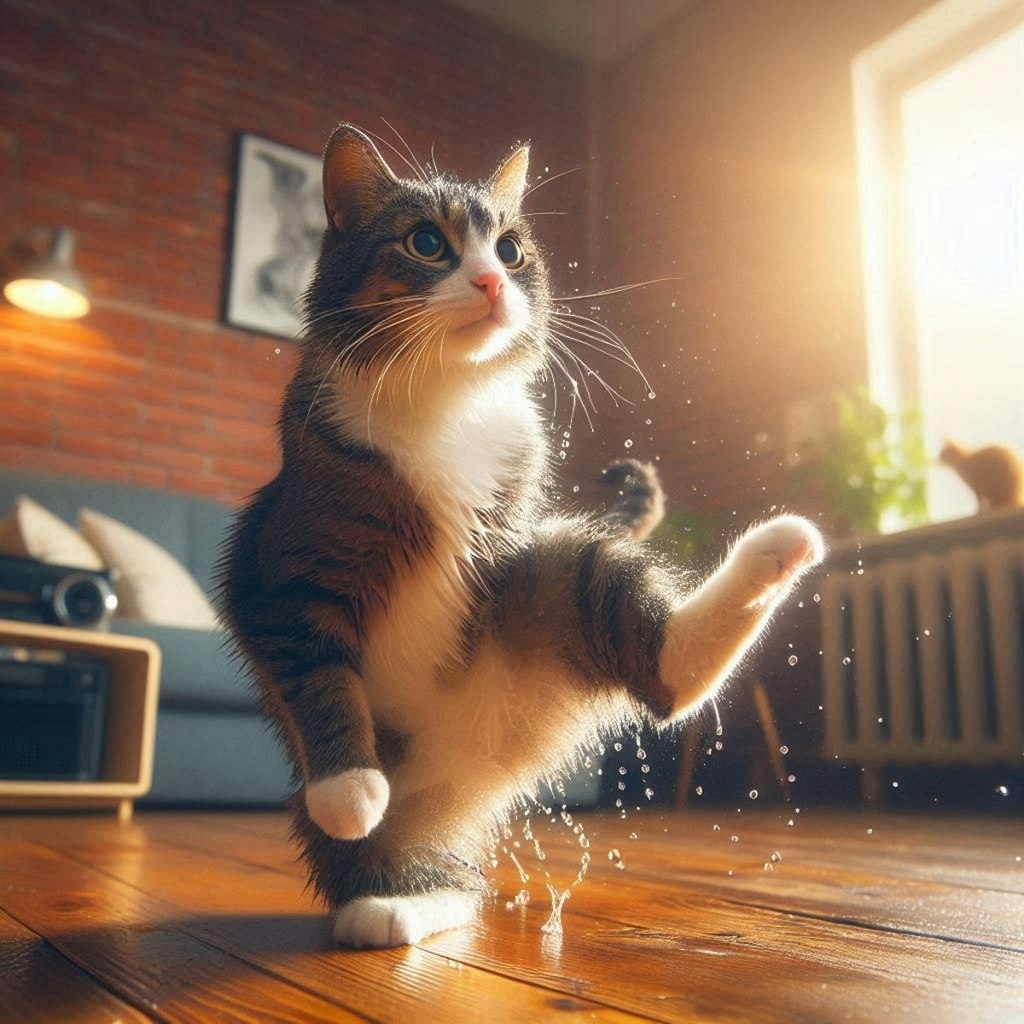汗を出す猫