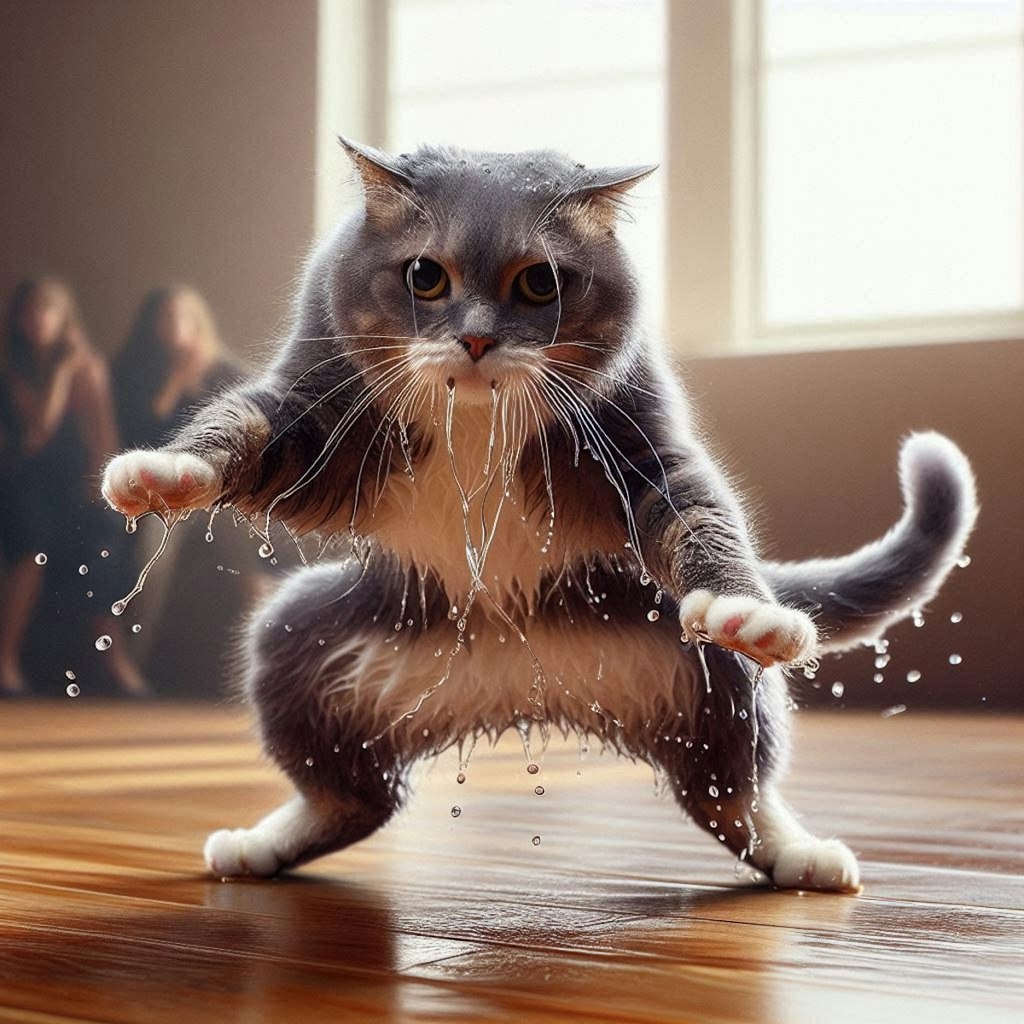 汗を出す猫