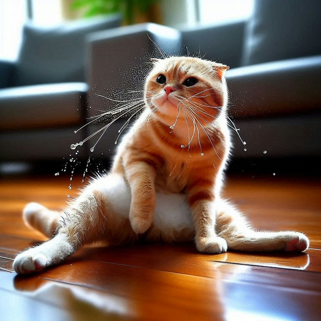 汗を出す猫