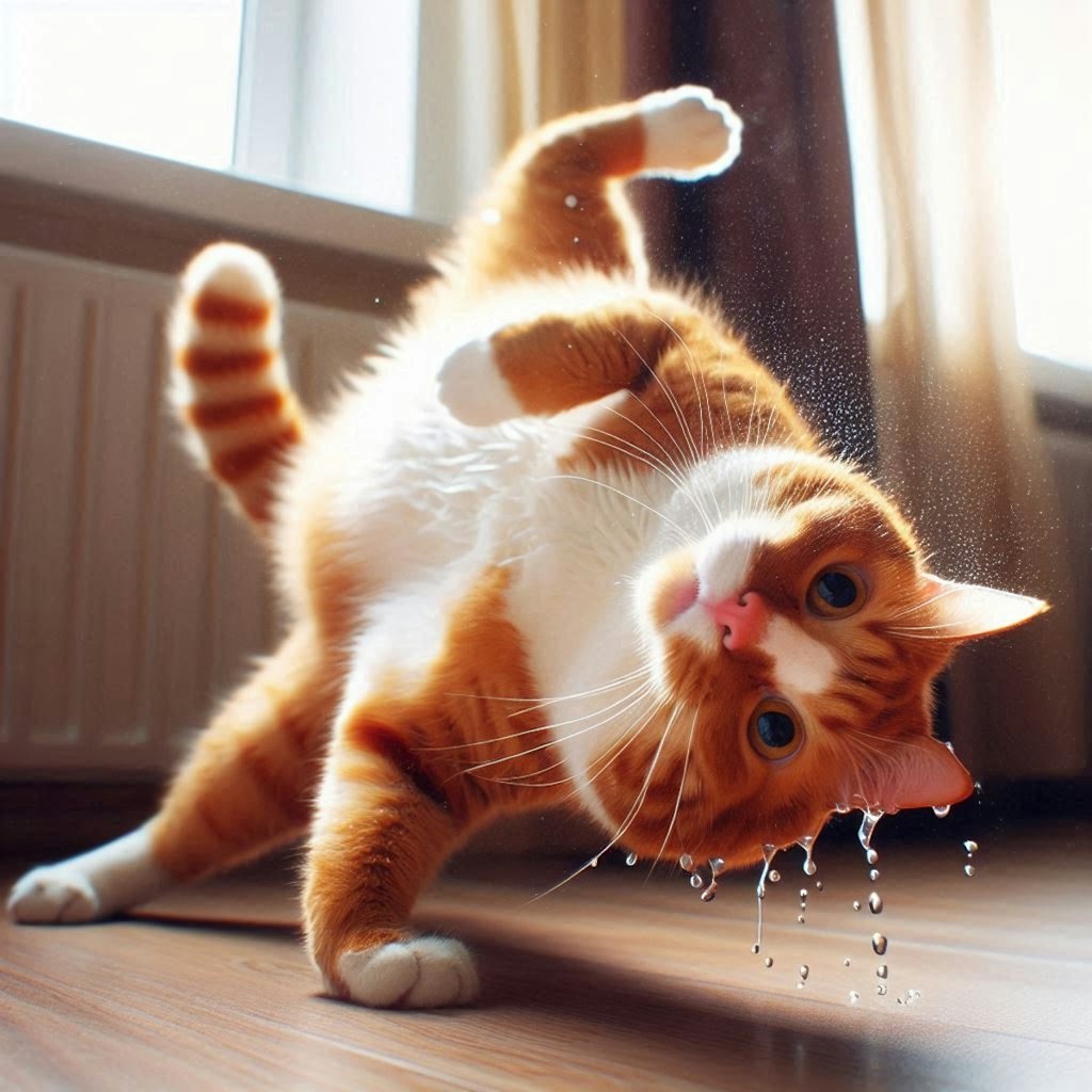 汗を出す猫