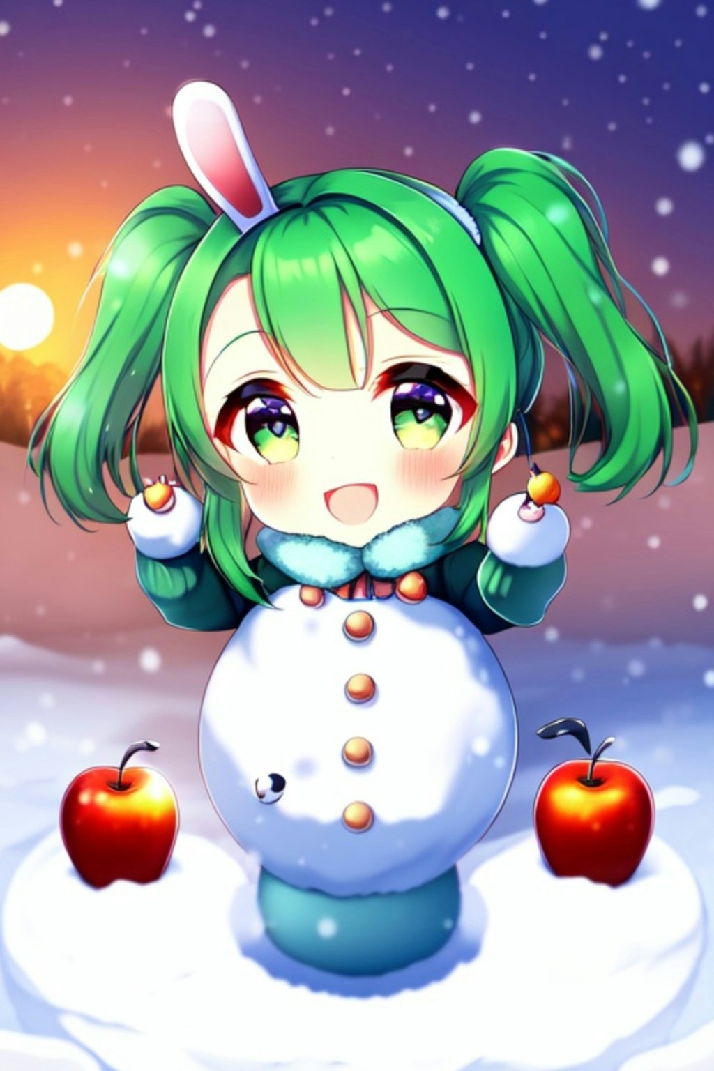 緑髪の雪だるまちゃん