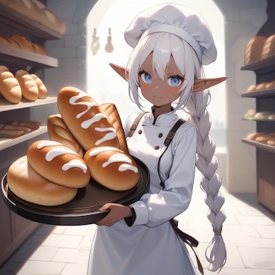 シュガーパンを運ぶパン屋を営むダークエルフ