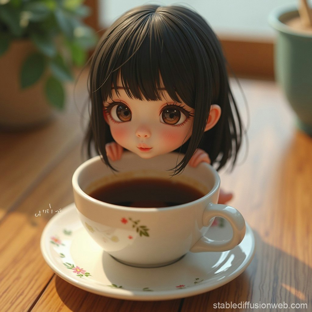 コーヒーカップと少女