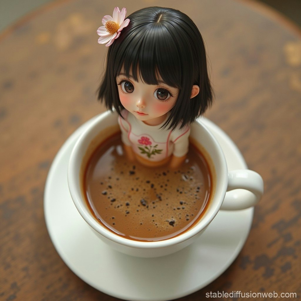 コーヒーカップと少女