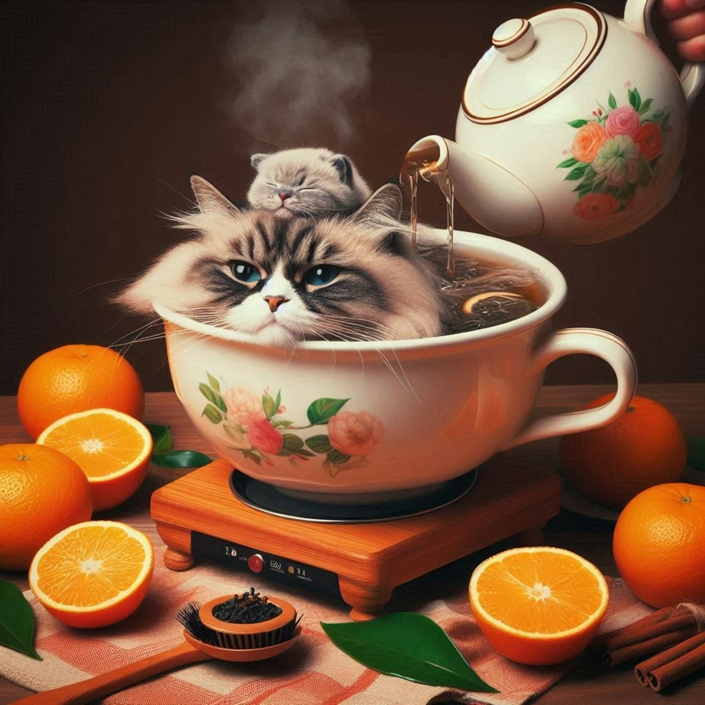 へそで茶を沸かす猫（でできたもの）