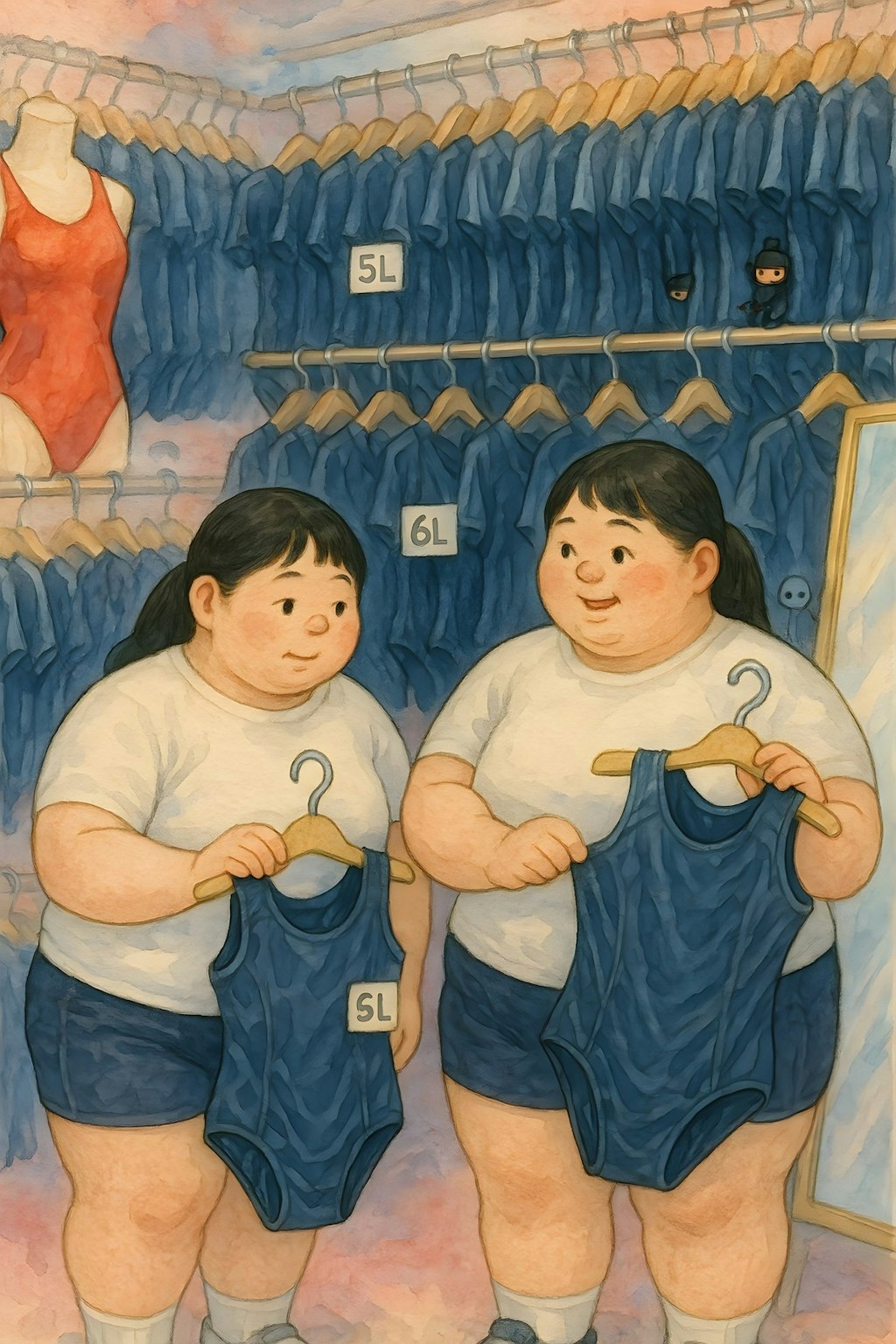 ぽっちゃり女子とスクール水着ショップ