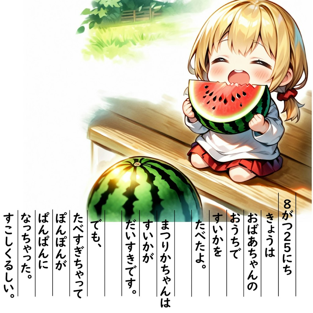 【絵日記】えんがわですいか♪