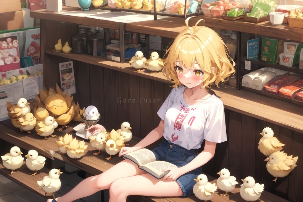 ひよこと黄島ユイは駄菓子屋にいる