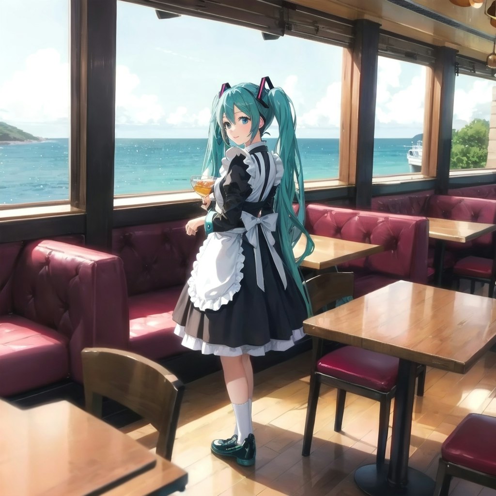 振り返るミク