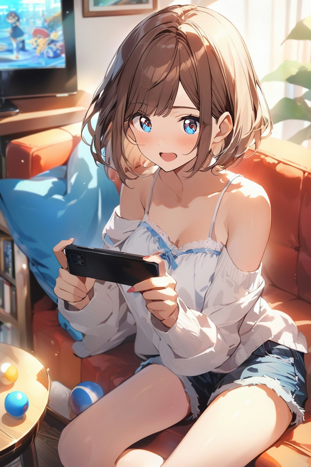 ゲームをしているお姉さん