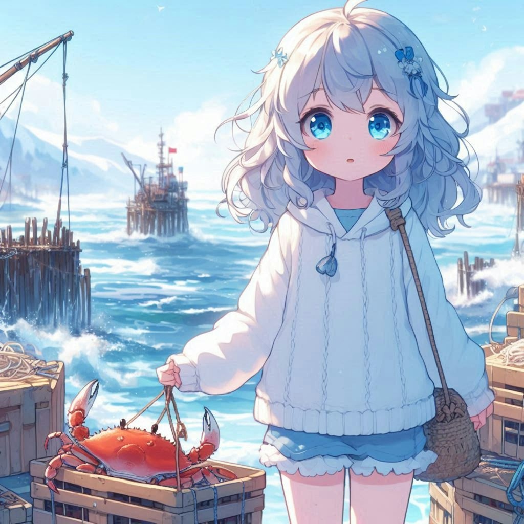 ベーリング海でカニ漁をする小さな女の子