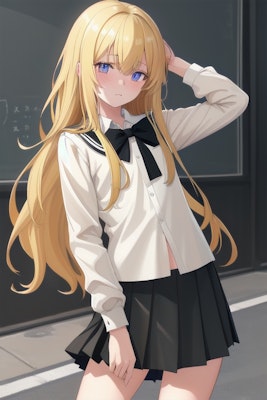 <practice> blonde hair school girl