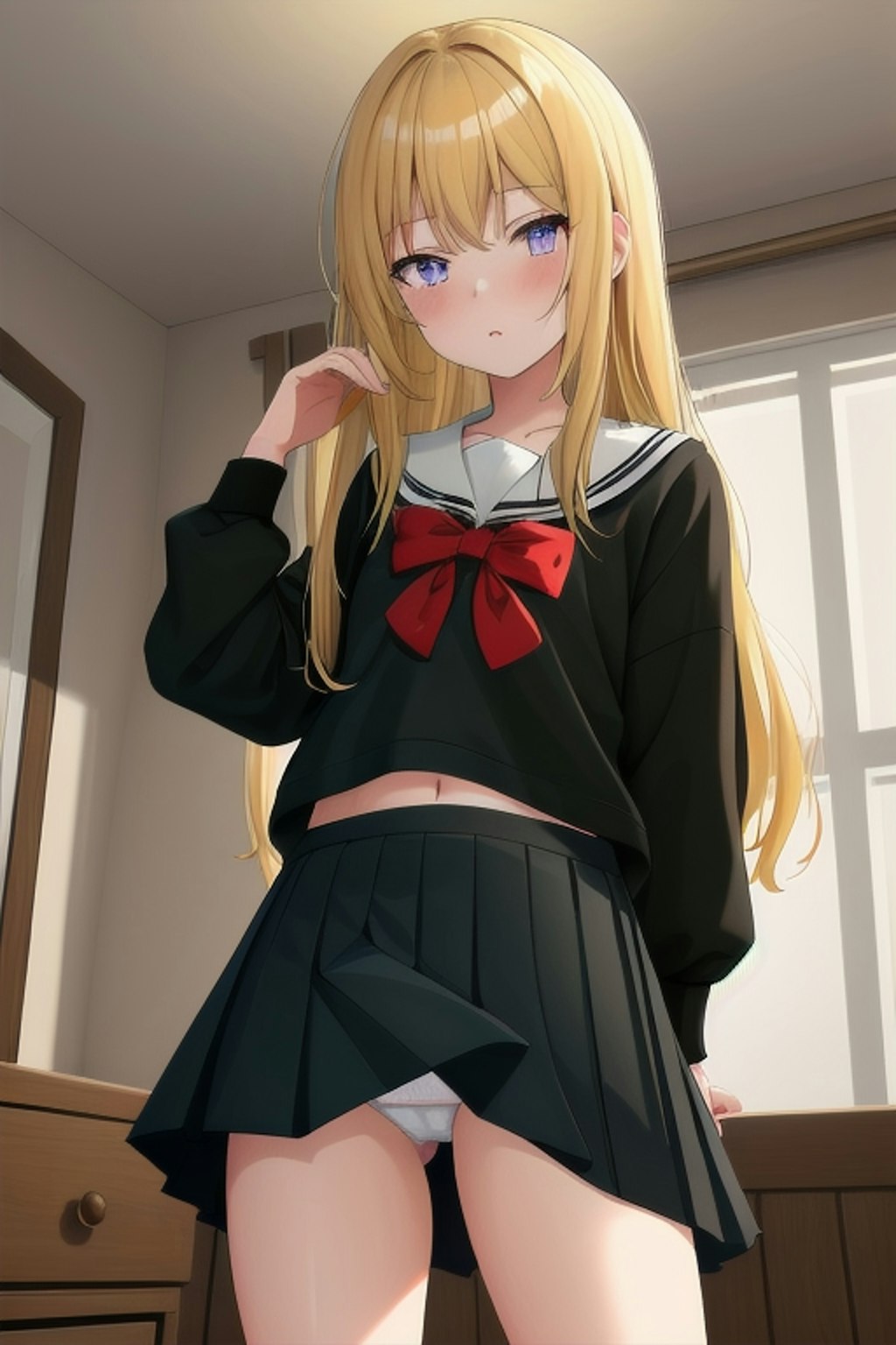 <practice> blonde hair school girl