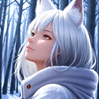 冬の森の白狐