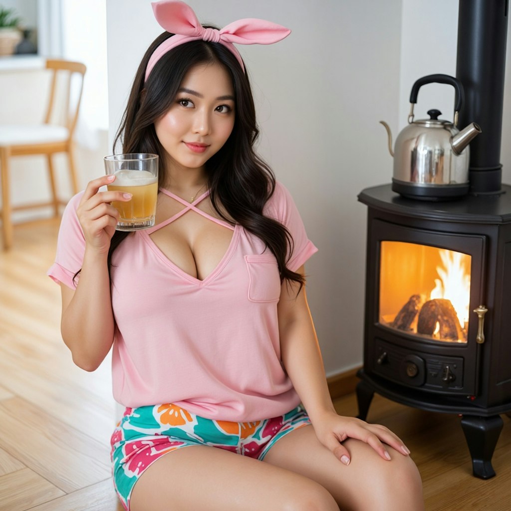 部屋でガンガンにストーブをつけて、半袖でお酒を飲むスタイル