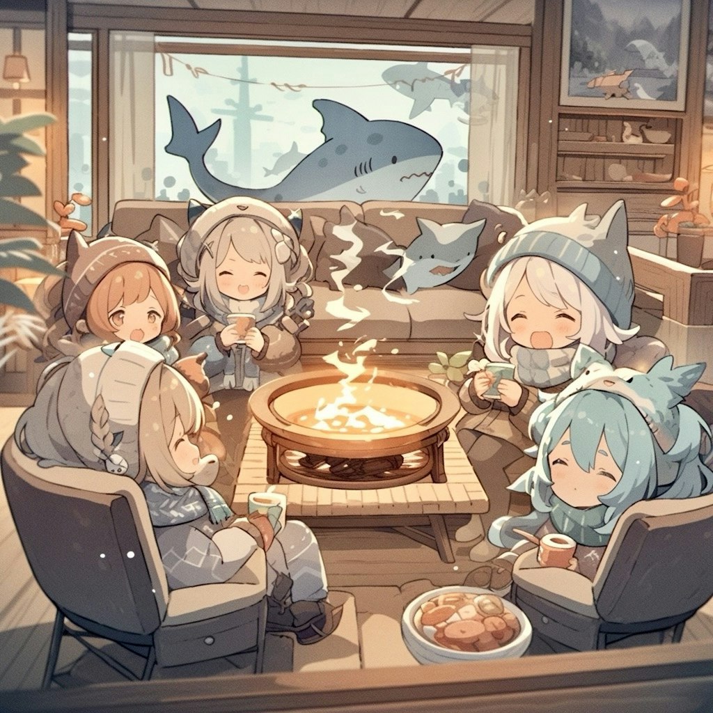 暖炉で暖まろう🦈