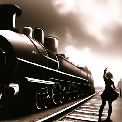 蒸気機関車と少女