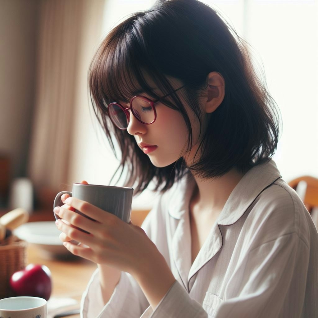 眼鏡女子 楓の朝のまったりタイム