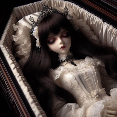 棺で眠る人形